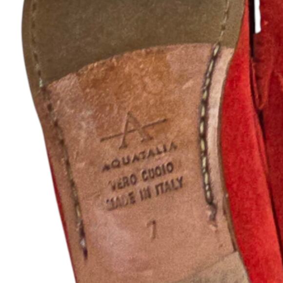 Aquatalia Suede Penny Loafers Women's 7‎ BRIGHT Red Pink - Picture 9 of 9
